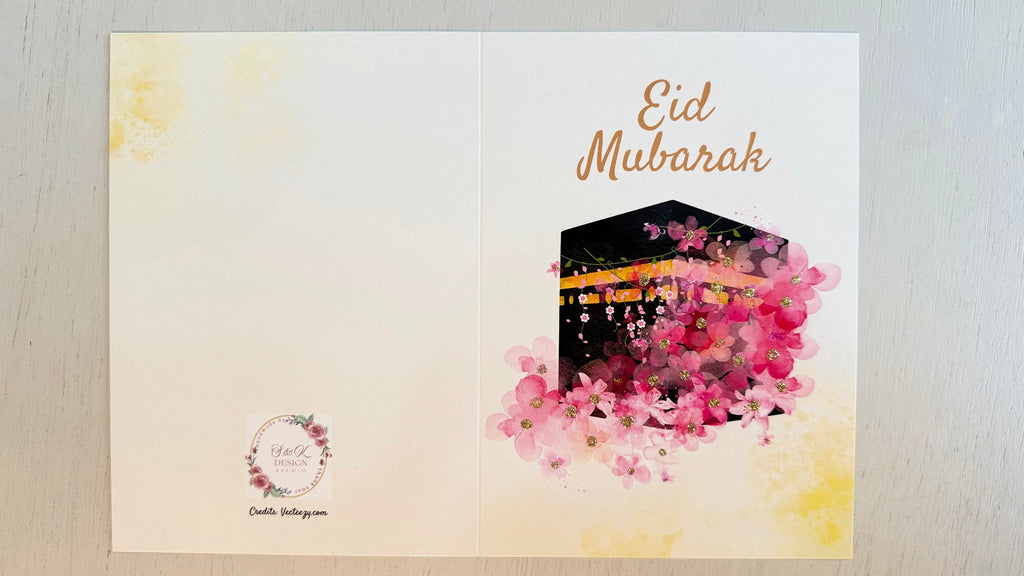 Ka'aba Eid Mubarak Card - Handmade Islamic Greeting Card